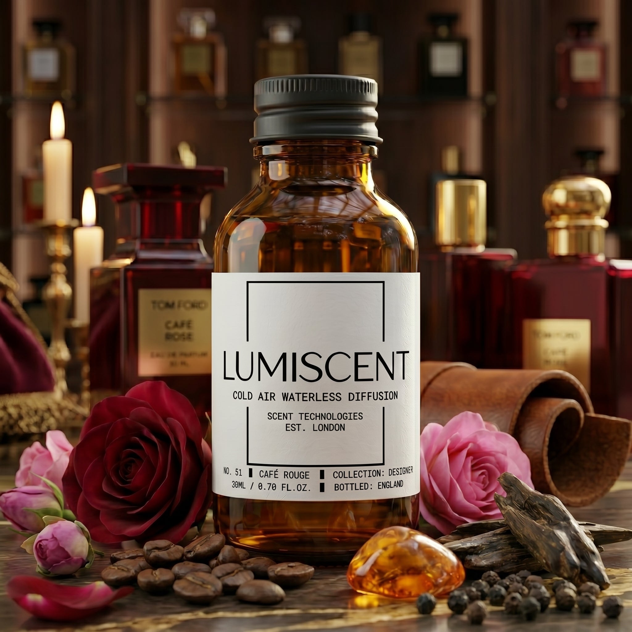 Lumiscent No. 51 Café Rouge fragrance oil bottle