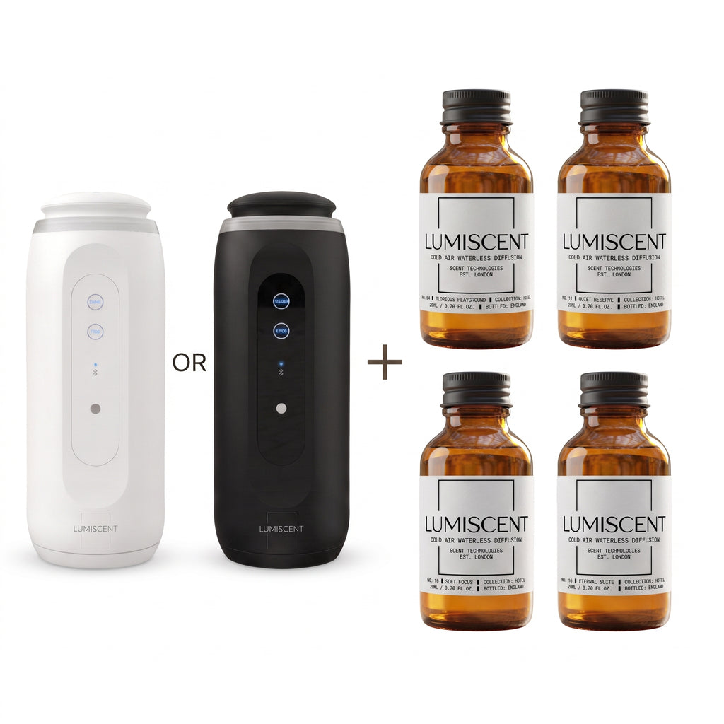 Lumiscent Glow diffuser with four Hotel Collection fragrance oils