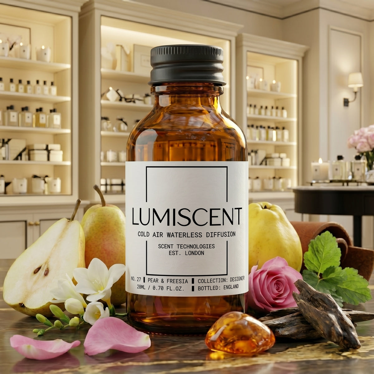 Lumiscent No. 27 Pear & Freesia fragrance oil bottle