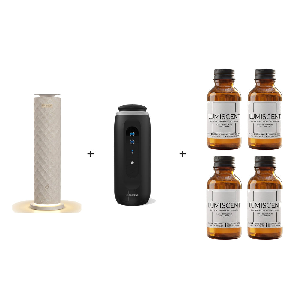Lumiscent Tower and Lumiscent Glow with four Hotel Collection fragrance oils